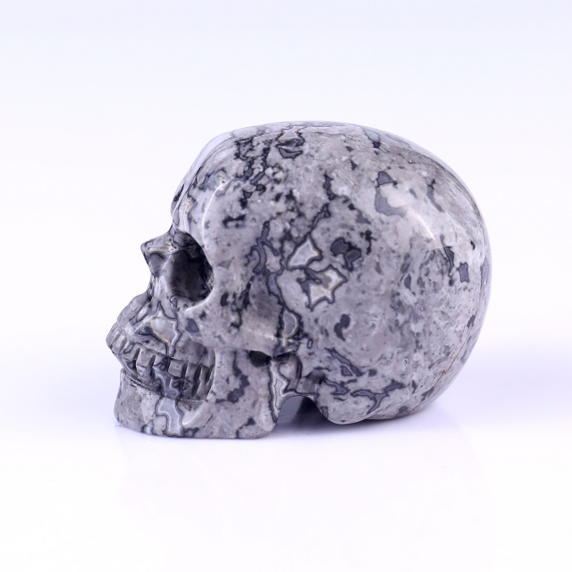 2.2" Map Jasper Hand Carved Crystal Realistic Skull Sculpture