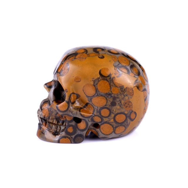 2.2" Leopard Skin Jasper Hand Carved Crystal Realistic Skull Sculpture