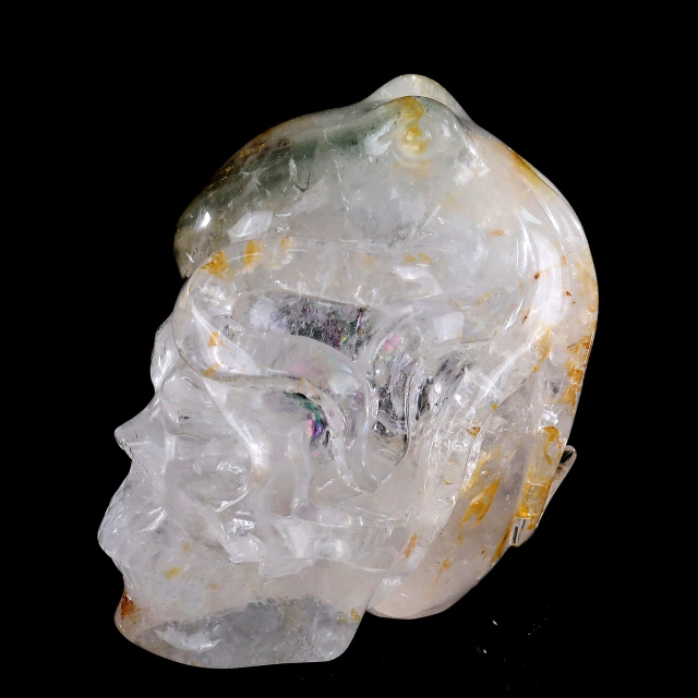 Hand-Carved 4-inch Clear Quartz Skull + Frog – Natural Gemstone Art for Curious Collectors