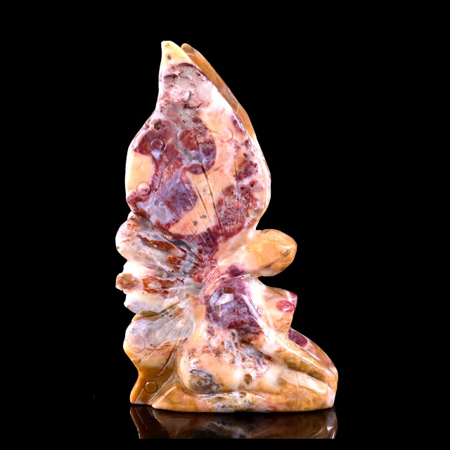 8" Chalcedony Hand Carved Crystal Flower Faerie Sculpture