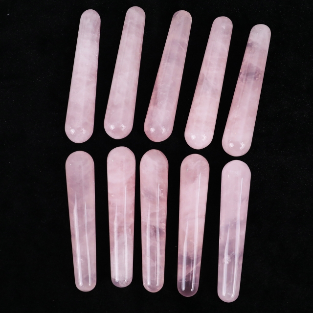 Rose Quartz Cylindrical Massager - Natural Crystal Face & Body Roller for Relaxation, Skin Tightening & Muscle Relief