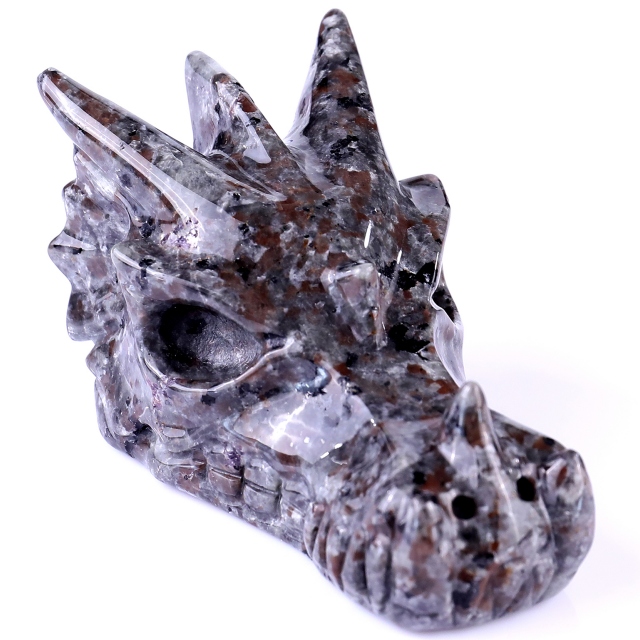 4.2" Yooperlite Hand Carved Crystal Dragon Skull Sculpture
