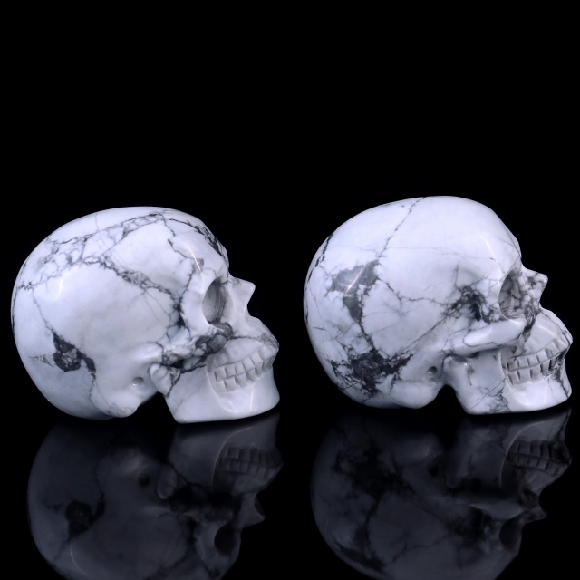 3.0" Howlite Hand Carved Crystal Realistic Skull Sculpture