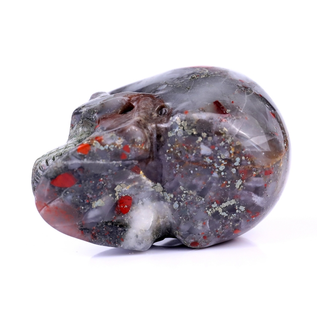3.0" African Blood Stone Hand Carved Crystal Realistic Skull Sculpture