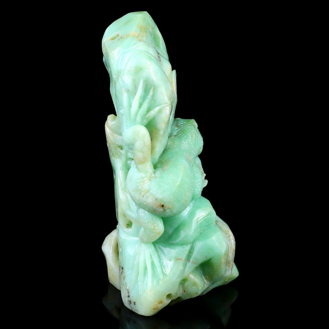 5.2" Green Opal Hand Carved Crystal Lizard Sculpture