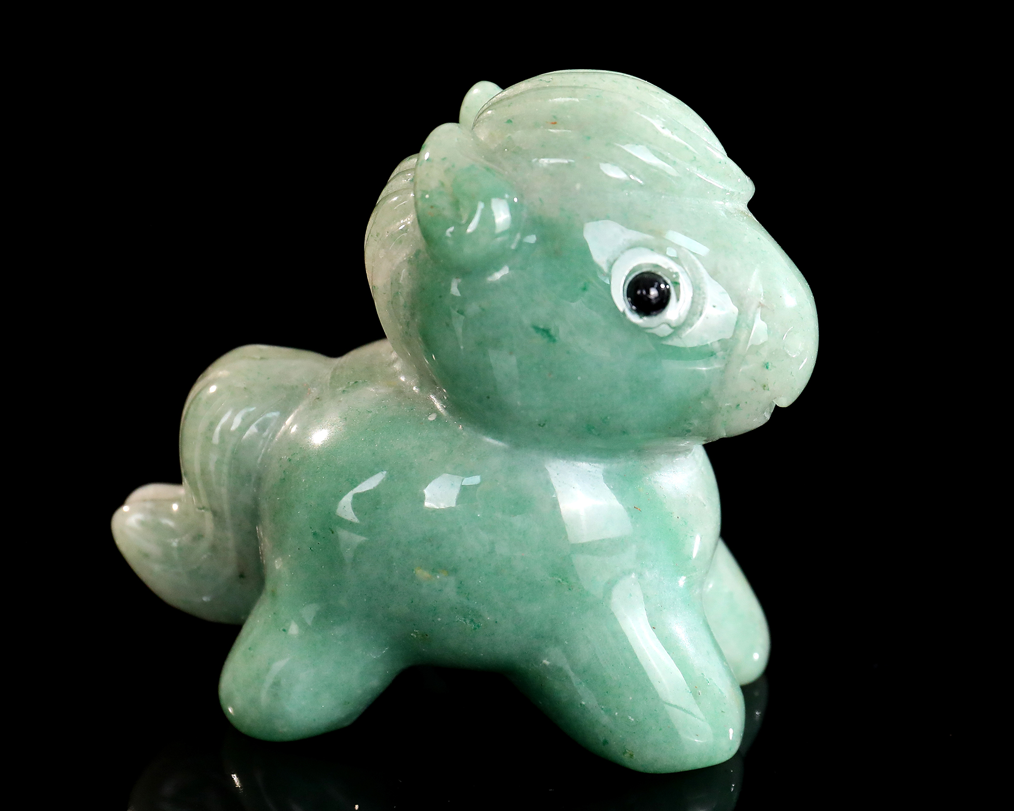Natural Green Aventurine Cartoon Pony Carving - Handcrafted Cute Gemstone Sculpture for Home Decor & Gift