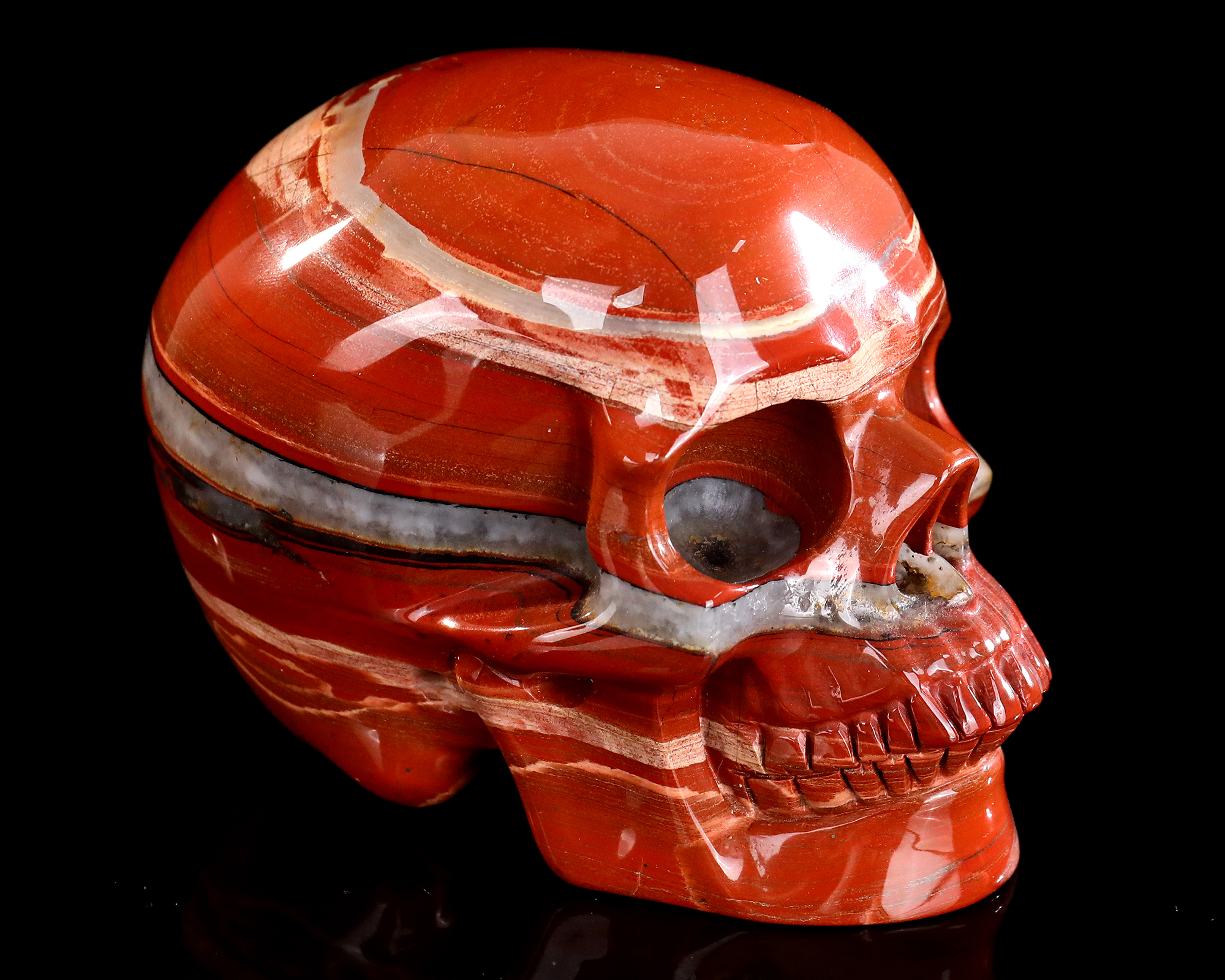 Natural Red Jasper Crystal Skull Carving Handcrafted Gemstone Skull Figurine