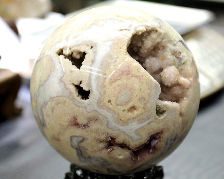 Handmade Amethyst Cherry Blossom Sphere - Healing Crystal for Calming Energy