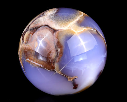 Nice 85mm Blue Chalcedony Hand Carved Crystal Sphere