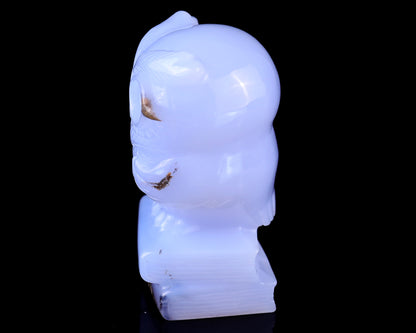 3.0" Blue Chalcedony Hand Carved Crystal Owl Sculpture