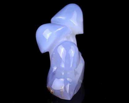 4.2" Blue Chalcedony Hand Carved Crystal Mushrooms Sculpture