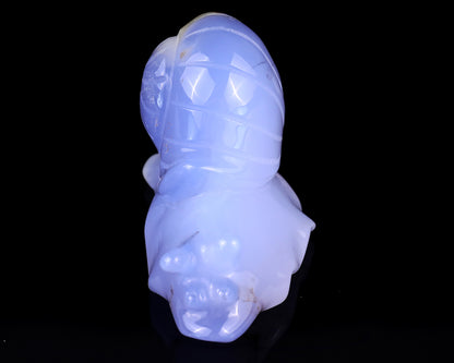 3.2" Blue Chalcedony Hand Carved Crystal Snail Sculpture