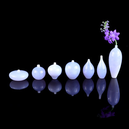 Natural Blue Chalcedony Hand Carved Crystal Vase, Incense Holder Sculpture