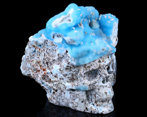3.2" Blue Aragonite Hand Carved Mineral Specimen Skull Sculpture