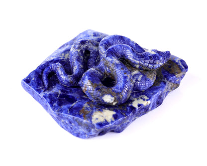 5.9" Sodalite Hand Carved Crystal Snake Sculpture