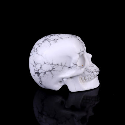 2.2" Howlite Hand Carved Crystal Realistic Skull Sculpture