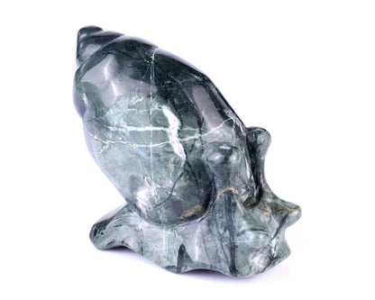 3.4" Jiulong Jade Hand Carved Crystal Snail Sculpture