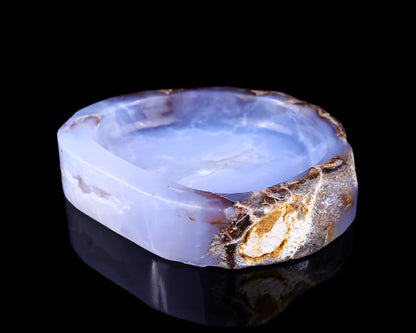 6.0" Blue Chalcedony Hand Carved Crystal Ashtray Fruit Tray