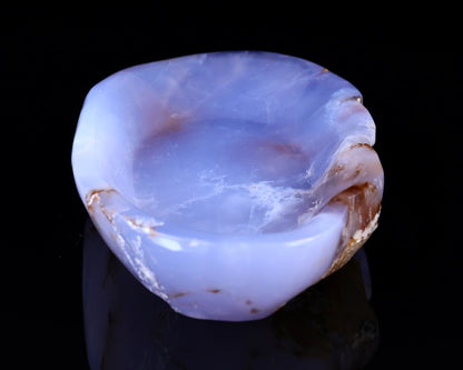7.1" Blue Chalcedony Hand Carved Crystal Ashtray Fruit Tray