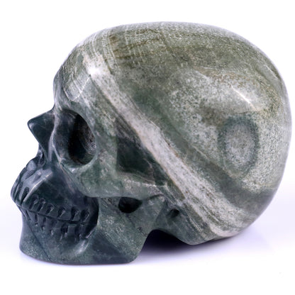 3.0" Jiulong Jade Hand Carved Crystal Realistic Skull Sculpture
