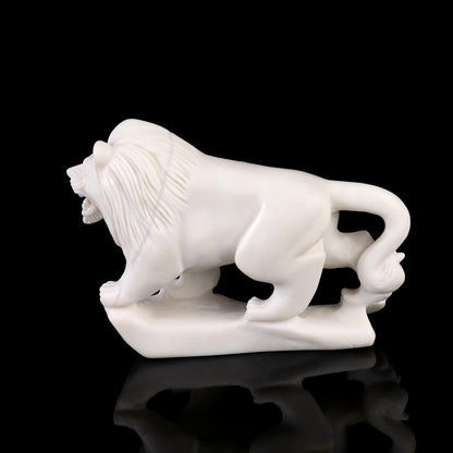 4.3" White Jade Hand Carved Crystal Lion Sculpture