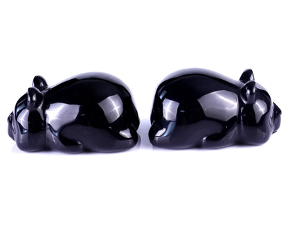 Natural Black Obsidian Hand Carved Crystal Panda Sculpture
