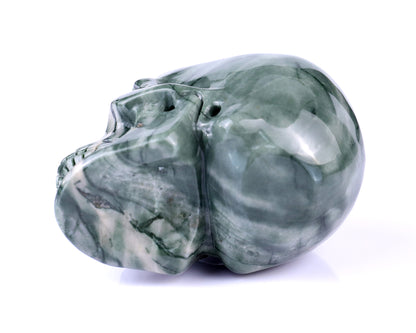 3.0" Jiulong Jade Hand Carved Crystal Realistic Skull Sculpture