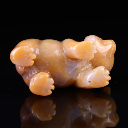 2.9" Chalcedony Hand Carved Crystal Panda Sculpture