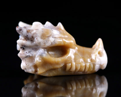 2.5" Chalcedony Hand Carved Crystal Dragon Skull Sculpture
