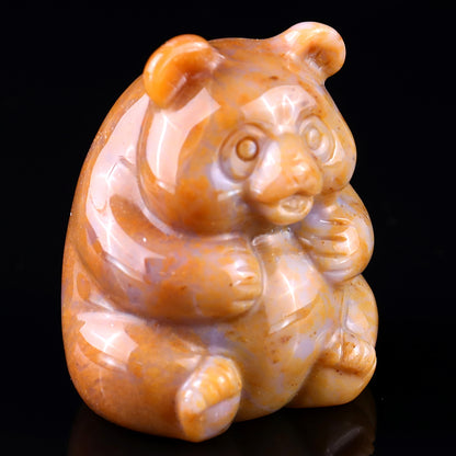 1.9" Chalcedony Hand Carved Crystal Panda Sculpture