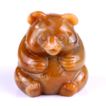 1.9" Chalcedony Hand Carved Crystal Panda Sculpture