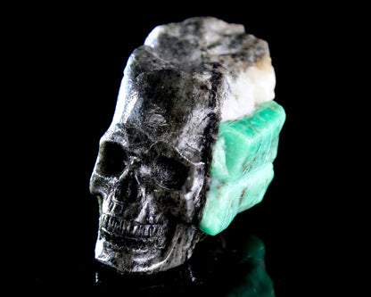 2.6" Natural Emerald Hand Carved Crystal Skull Sculpture