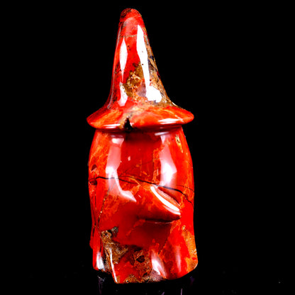 3.6” Natural Red Jasper Hand Carved Crystal Wizard Ghost Sculpture, Halloween Gift