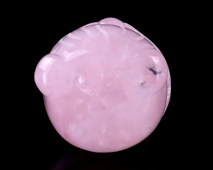 2.8” Natural Rose Quartz Hand Carved Crystal Bearded Ghost Sculpture, Halloween Gift