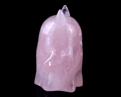3.0” Natural Rose Quartz Hand Carved Crystal Ghost Sculpture, Halloween Gift