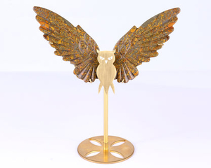 5.0" Roe Stone Hand Carved Crystal Owl Wings Sculpture