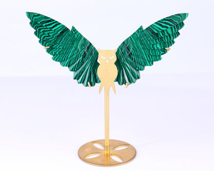 5.0" Malachite Hand Carved Crystal Owl Wings Sculpture