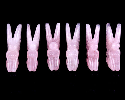 3.0" Rose Quartz Hand Carved Crystal Flower Faerie Sculpture