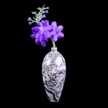 3.0" Natural Gemstone Hand Carved Crystal Vase, Incense Holder Sculpture