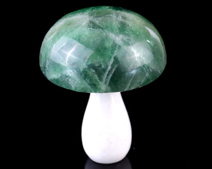 80mm Fluorite Hand Carved Crystal Mushroom Sculpture