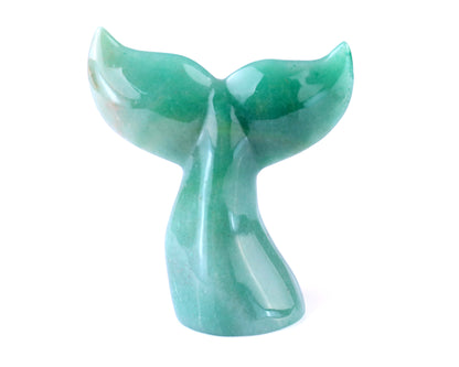 4.2" Green Aventurine Hand Carved Crystal Whale Tail
