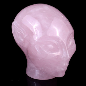 2.9" Rose Quartz Hand Carved Crystal Elf Alien Sculpture