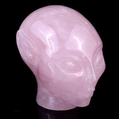 2.9" Rose Quartz Hand Carved Crystal Elf Alien Sculpture