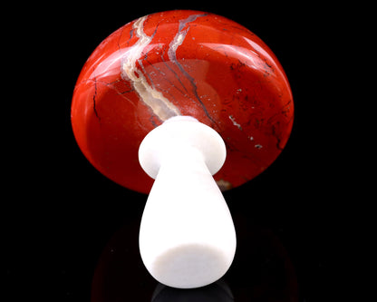 80mm Red Jasper Hand Carved Crystal Mushroom Sculpture