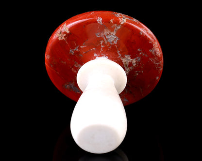 70mm Red Jasper Hand Carved Crystal Mushroom Sculpture