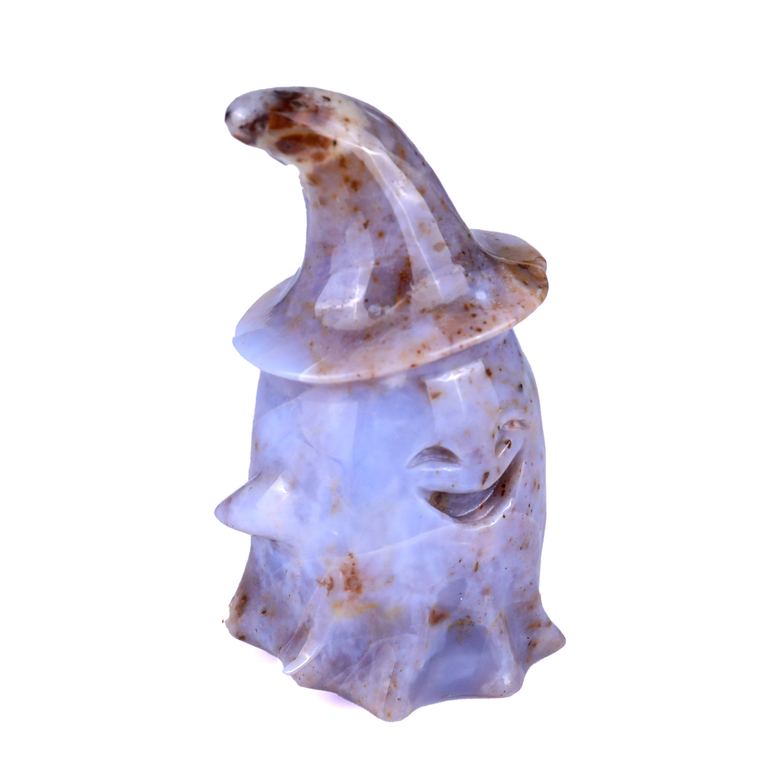 Pumpkin Blue Chalcedony Ornament Carved Crystal Ghost 
