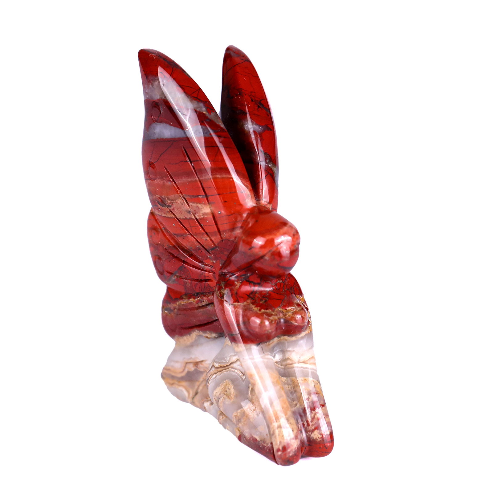 Red Jasper Flower Fairy Figurine Handcrafted