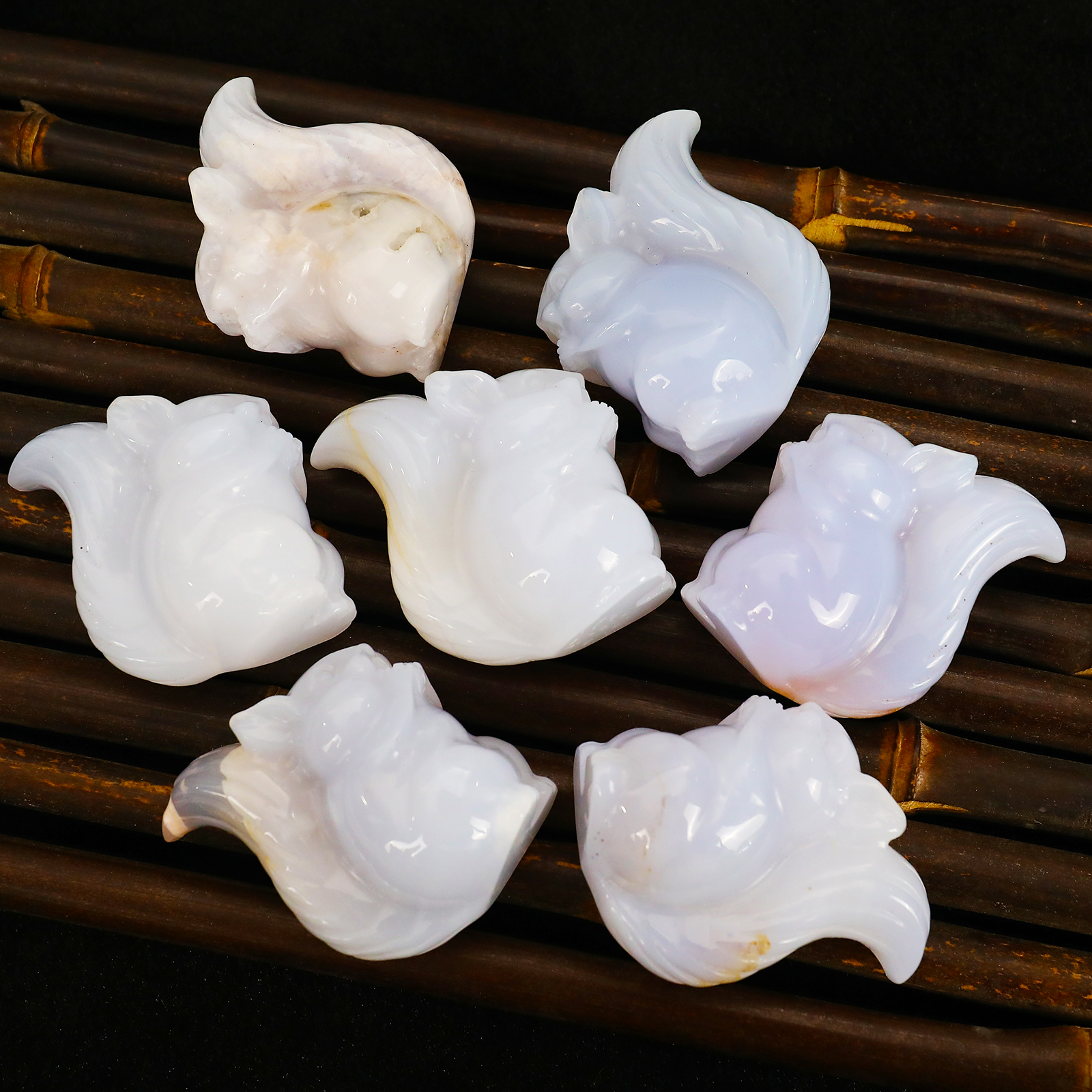 2 inch Natural Blue Chalcedony Crystal Carved Small Animal Carving Squirrel Sculpture for Gift