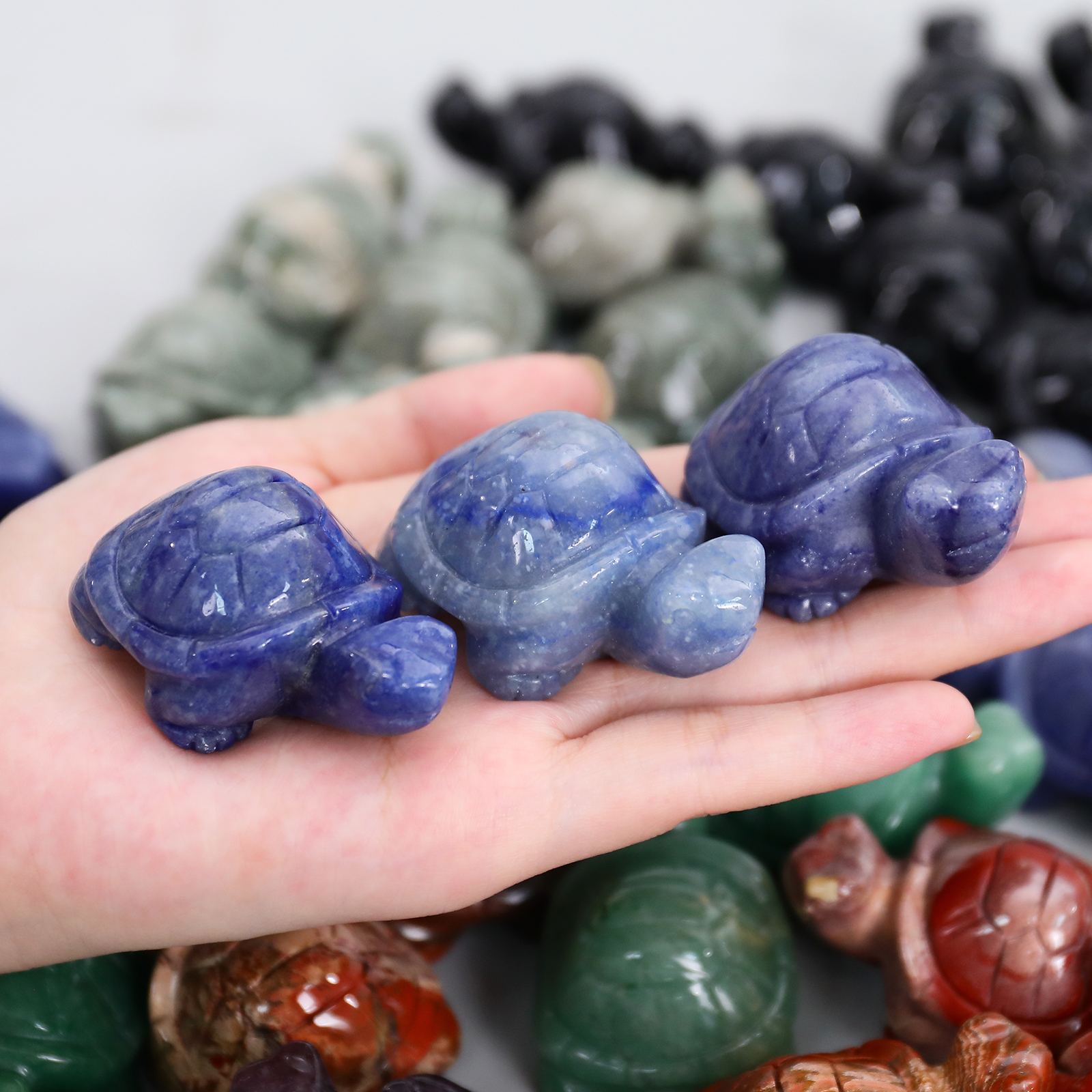 Natural Agate Stone Mini Turtle Carving,Fengshui Home Decor Animal Turtle Sculpture
