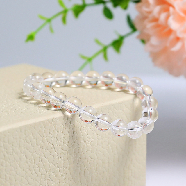 Natural Angolan Quartz Crystal Bead Bracelet,Healing Energy Bracelet